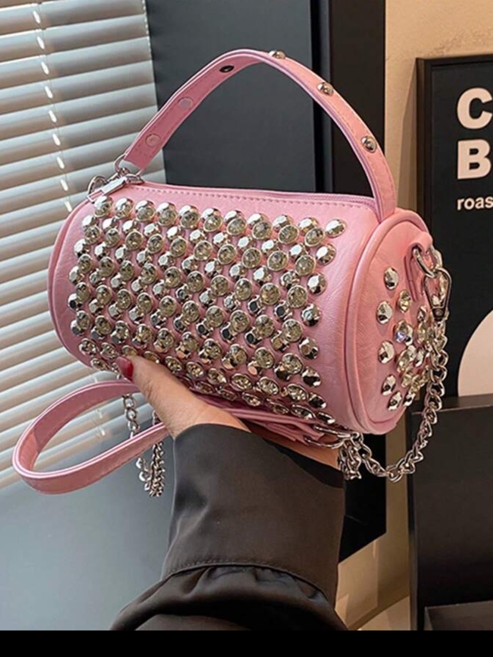 Affordable Fashion Finds Pink Studded Barrel Mini Bag